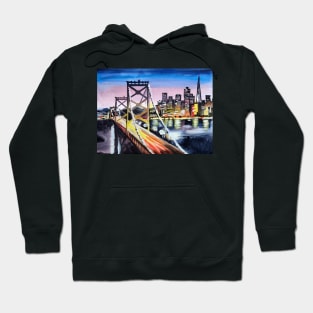 City by night in watercolors Hoodie